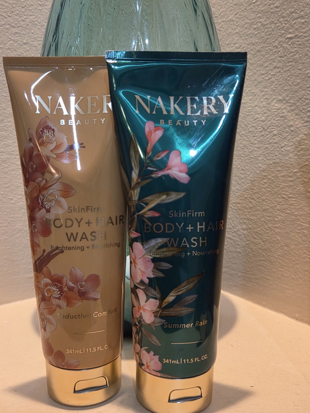 Nakery SkinFirm Body + Hair Wash 11.5oz x2 Seductive Comfort Summer Rain New